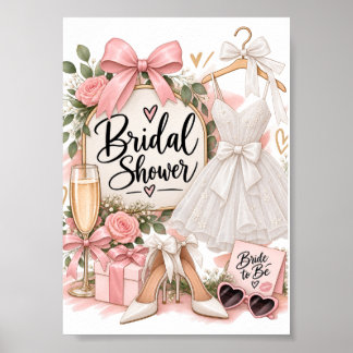 Elegant Pink & White Bridal Shower Sign Design