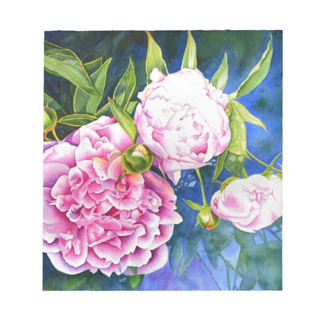 Elegant pink white classic watercolor floral notepad (Front)
