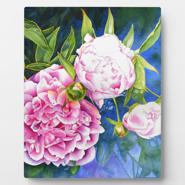 Elegant pink white classic watercolor floral plaque (Front)