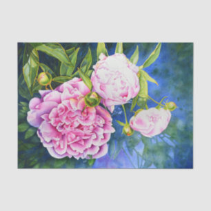Elegant pink white classic watercolor floral tissue paper