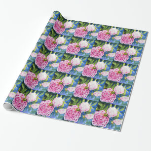 Elegant pink white classic watercolor floral wrapping paper