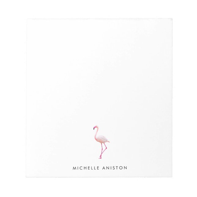 Elegant Pink White  Flamingo Custom Notepad (Front)