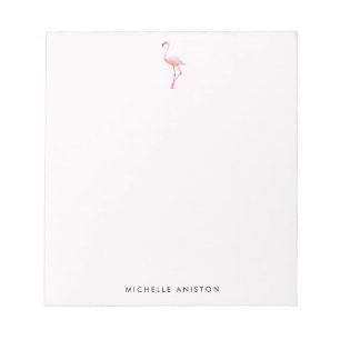 Elegant Pink White  Flamingo Custom Notepad