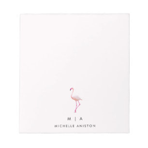 Elegant Pink White  Flamingo    Monogram Custom Notepad
