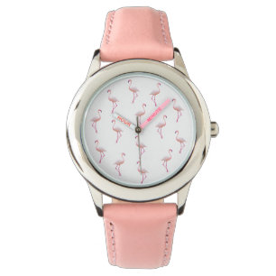 Elegant Pink White Flamingo Monogram Custom Watch