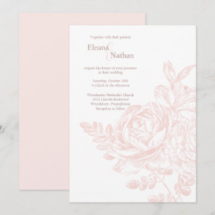 Elegant Pink White Floral Bouquet Wedding Invitation