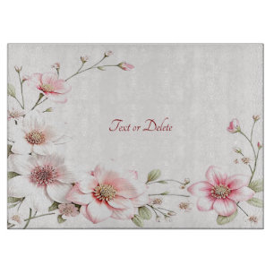 Elegant Pink White Floral Cutting Board