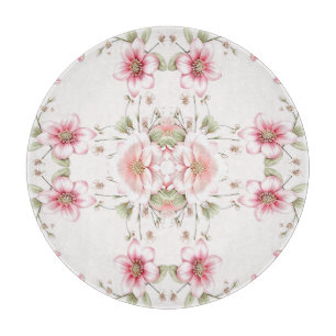 Elegant Pink White Floral Cutting Board