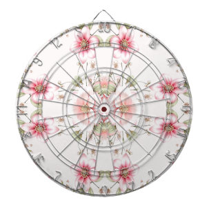 Elegant Pink White Floral Dartboard