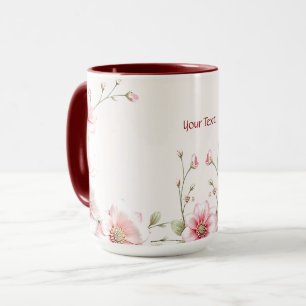 Elegant Pink White Floral Mug