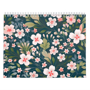 Elegant Pink & White Floral Pattern Calendar