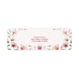 Elegant Pink White Floral Return Address Label