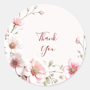 Elegant Pink White Floral Sticker