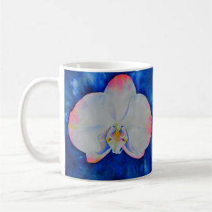 Elegant pink white floral watercolor orchid coffee mug