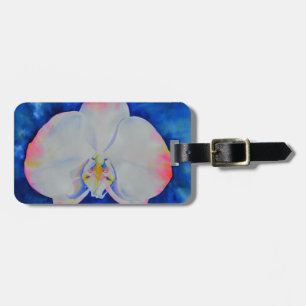 Elegant pink white floral watercolor orchid luggage tag