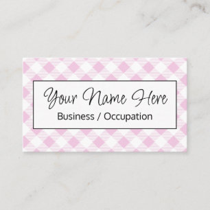 Elegant pink white gingham chequered  business card