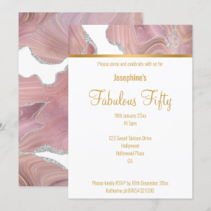 ELEGANT PINK WHITE GOLD MARBLE CUSTOM INVITATION