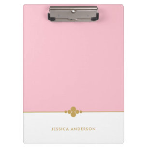 Elegant Pink White Gold Personalised Clipboard