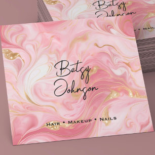Elegant Pink White Gold Salon Business Card