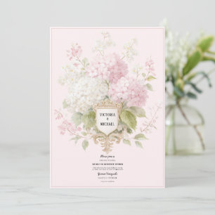 Elegant Pink & White Hydrangeas Wedding Invitation