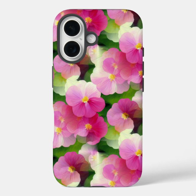 Elegant Pink & White Impatiens Flower Pattern Case-Mate iPhone Case (Back)