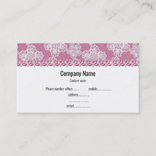 Elegant Pink White Lace Business company card