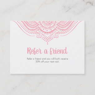 Elegant Pink & White Lace Referral Card