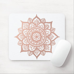 Elegant Pink White Mandala Flower Mouse Mat