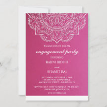 Elegant Pink White Paisley Indian Engagement Party