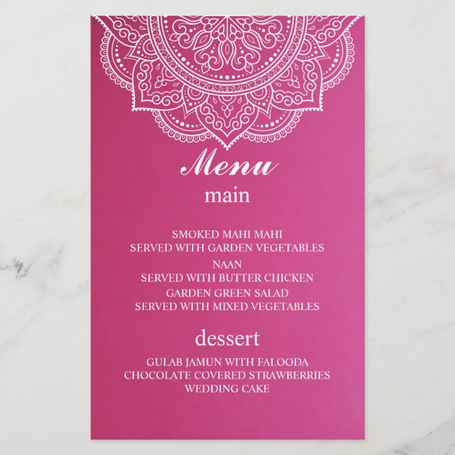 Elegant Pink White Paisley Indian Hindu Wedding  (Front)