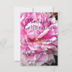 Elegant pink white peony floral garden photo save the date