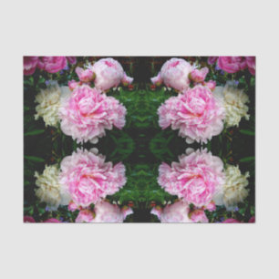 Elegant pink white peony floral garden photo tissue paper