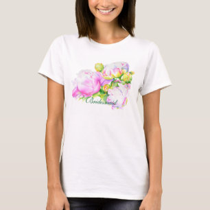 Elegant pink white peony floral watercolor T-Shirt