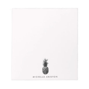 Elegant Pink White Pineapple Custom Notepad