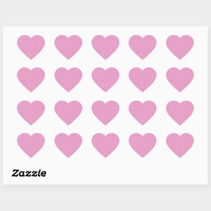 Elegant Pink & White Plaid Flower Pattern Heart Sticker