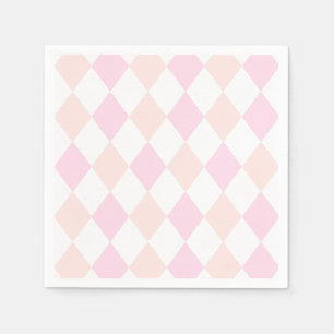 Elegant Pink White Simple Classic Diamond Pattern Napkin