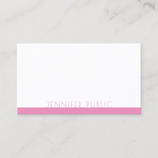 Elegant Pink White Template Modern Professional Business Card (Front)