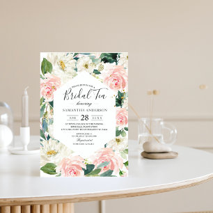 Elegant Pink & White Watercolor Floral Frame Invitation