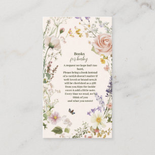 Elegant Pink Wildflower Rustic Boho Books for Baby Enclosure Card