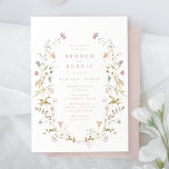 Elegant Pink Wildflower Rustic Boho Bridal Shower Invitation<br><div class="desc">Elegant delicate watercolor wildflower wreath frames your event details. Pastel palettes of soft blush pink,  off white,  beige,  dusty blue,  and botanical greenery,  Great floral brunch and bubbly bridal shower invitations for modern rustic party,  boho country garden party in spring and summer.</div>