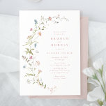 Elegant Pink Wildflower Rustic Boho Bridal Shower Invitation<br><div class="desc">Elegant delicate watercolor wildflowers,  set alongside your event details. Pastel palettes of soft blush pink,  off white,  beige,  dusty blue,  and botanical greenery,  simple and romantic. Great floral brunch and bubbly bridal shower invitations for modern rustic party,  boho country garden party in spring and summer.</div>