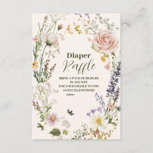 Elegant Pink Wildflower Rustic Boho Diapper Raffle Enclosure Card