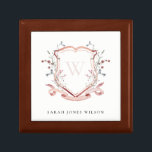 Elegant Pink Wildflower Watercolor Crest Monogram Gift Box<br><div class="desc">Pastel Wildflower watercolor Collection- it's an elegant watercolor Illustration of pink blush watercolor delicate wildflowers with a modern minimal touch. Perfect for your modern floral wedding & parties. It’s very easy to customise,  with your personal details. If you need any other matching product or customisation,  kindly message via Zazzle.</div>