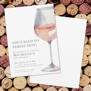 Elegant Pink Wine 60th Birthday Party Invitation