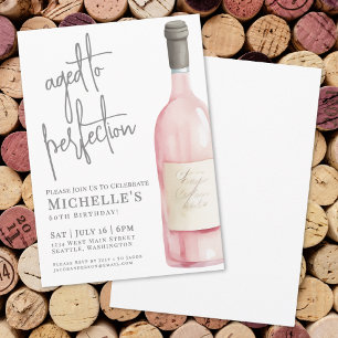 Elegant Pink Wine Aged To Perfection Birthday Invitation