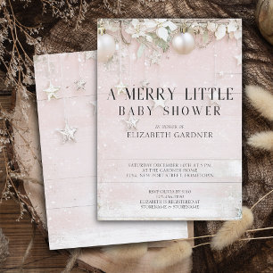 Elegant pink winter vintage christmas baby shower invitation