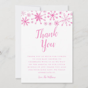 Elegant Pink Winter Wonderland Baby Shower Thank You Card