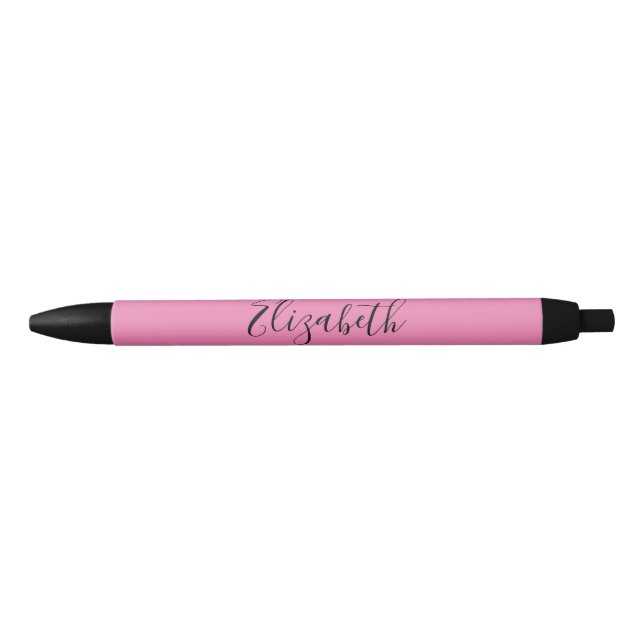 Elegant Pink with Name in Black Script Ink Pen (Front)