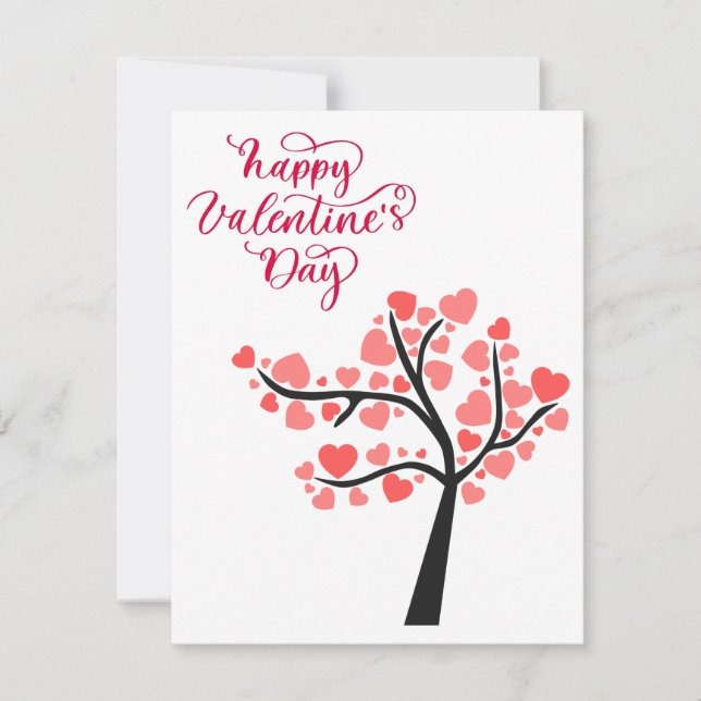 Elegant pink with white Valentines Day card (Front)