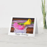 Elegant  Pink Yellow Calla Lilies Birthday Card<br><div class="desc">You can customise and personalise the inside message to your liking!</div>